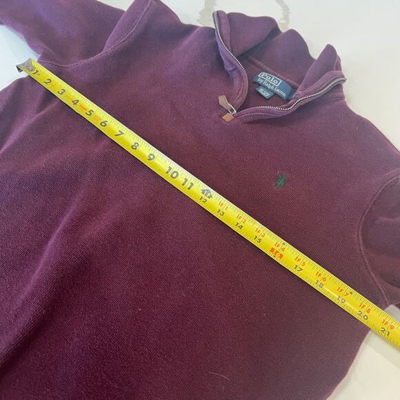 Polo Ralph Lauren Men’s Small Burgundy 1/4 Zip 100% cotton Sweater - Picture 5 of 12